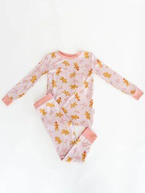 Toast + Jams Bamboo Pajamas 5/6 | Pink Gingerbread Kids 2-Piece Set NWT